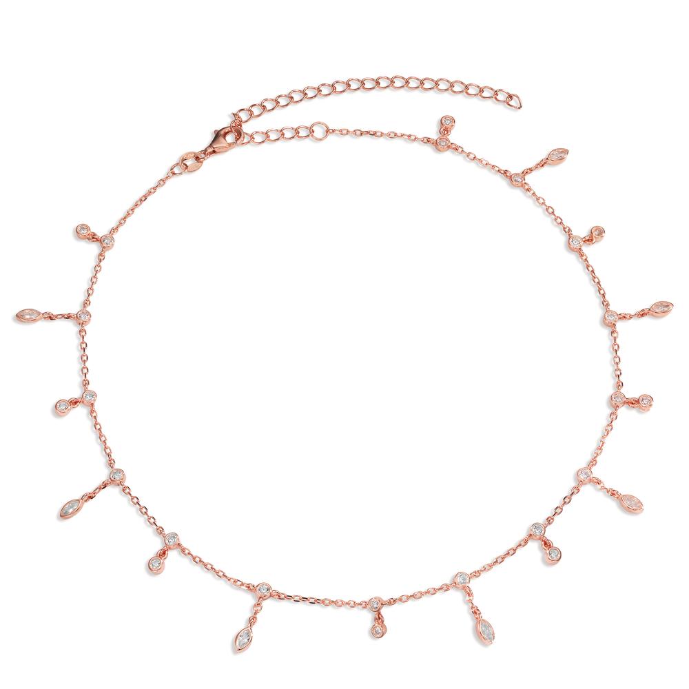 Necklace Silver Zirconia 30 Stones Rose Gold plated 37-44 cm