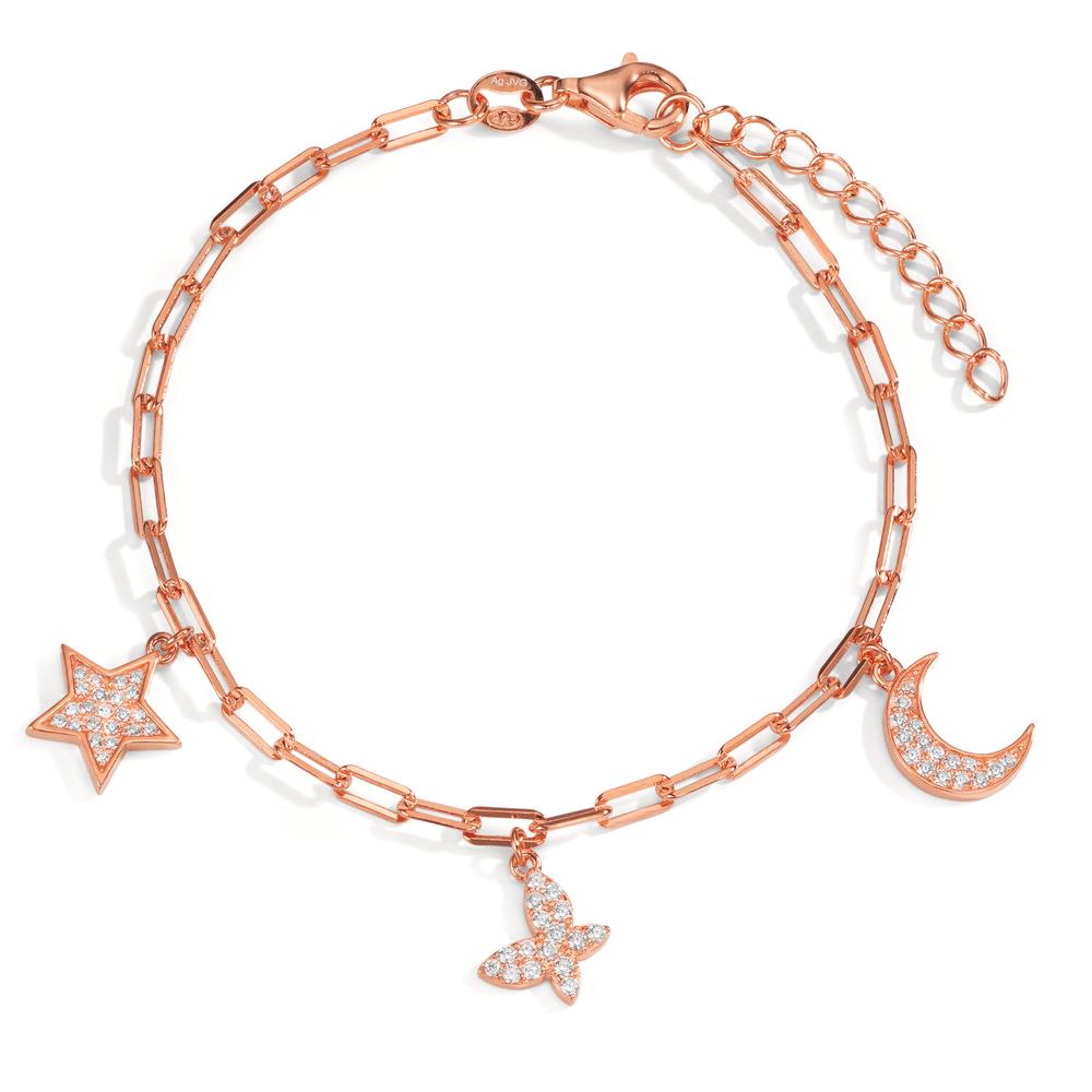 Bracelet Silver Zirconia Rose Gold plated 16-18.5 cm