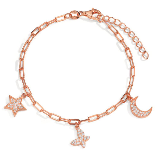 Bracelet Silver Zirconia Rose Gold plated 16-18.5 cm