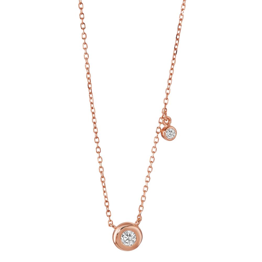 Necklace Silver Zirconia 2 Stones Rose Gold plated 40-45 cm