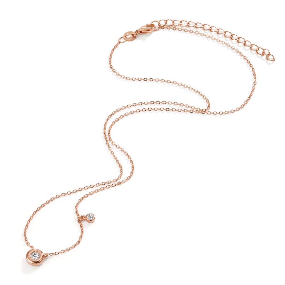 Necklace Silver Zirconia 2 Stones Rose Gold plated 40-45 cm