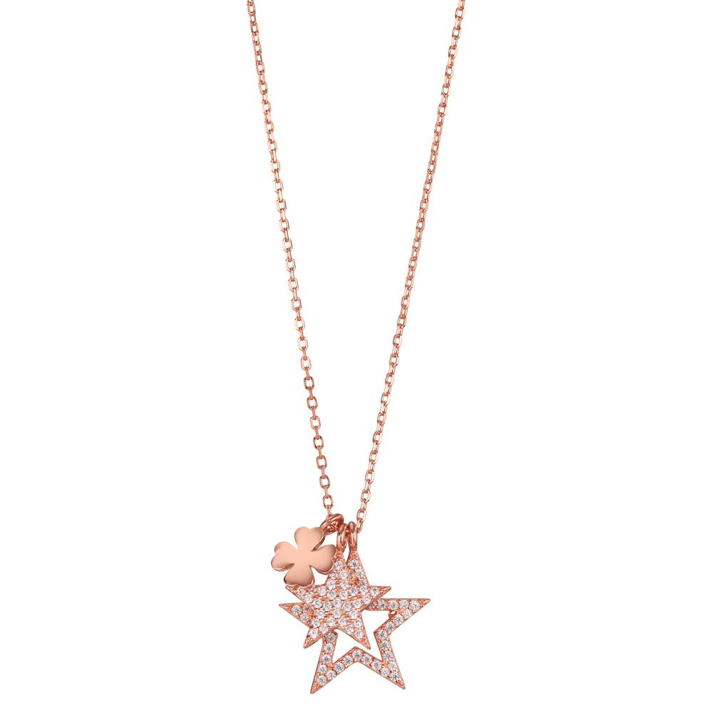 Necklace Silver Zirconia Rose Gold plated 39-44 cm