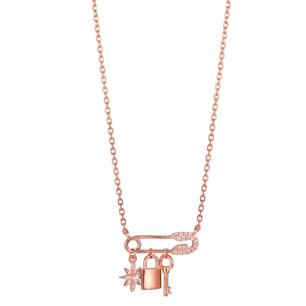 Necklace Silver Zirconia Rose Gold plated 40-45 cm