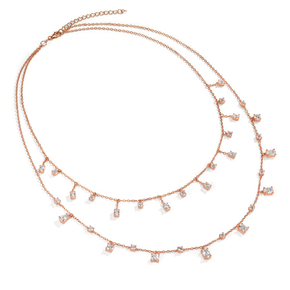 Necklace Silver Zirconia Rose Gold plated 39-44 cm