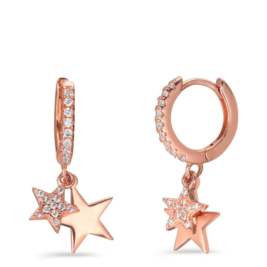 Hinged hoop Silver Zirconia Rose Gold plated Star