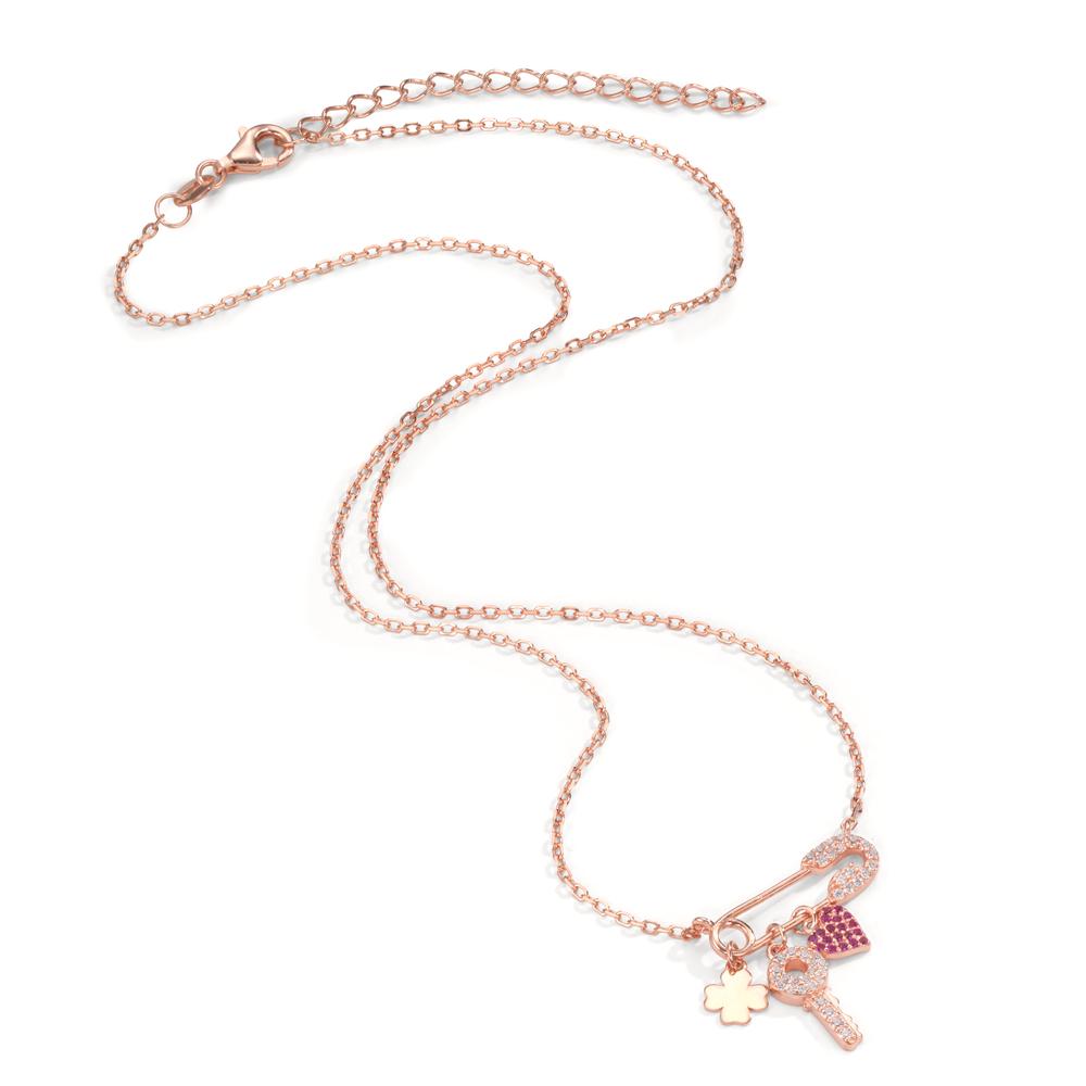 Necklace Silver Zirconia Rose Gold plated 40-45 cm