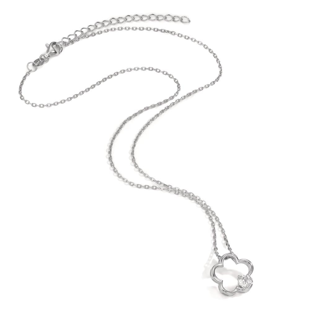 Necklace Silver Zirconia Rhodium plated Flower 40-45 cm Ø14 mm