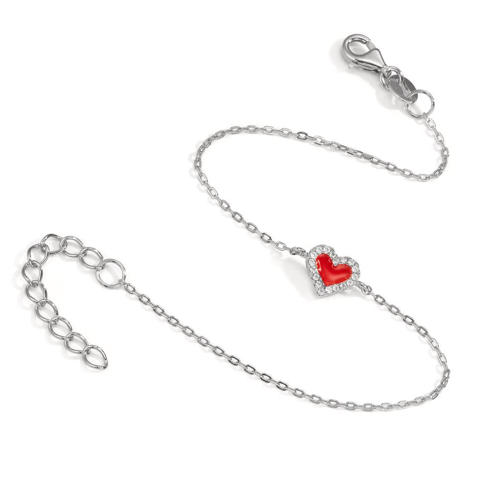 Bracelet Silver Zirconia Rhodium plated Heart 16-19 cm