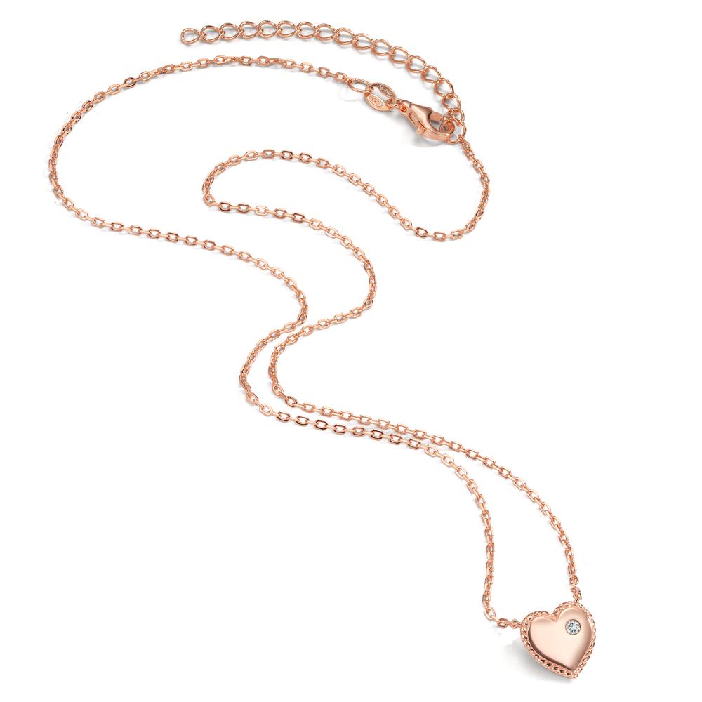 Necklace Silver Zirconia Rose Gold plated Heart 40-45 cm