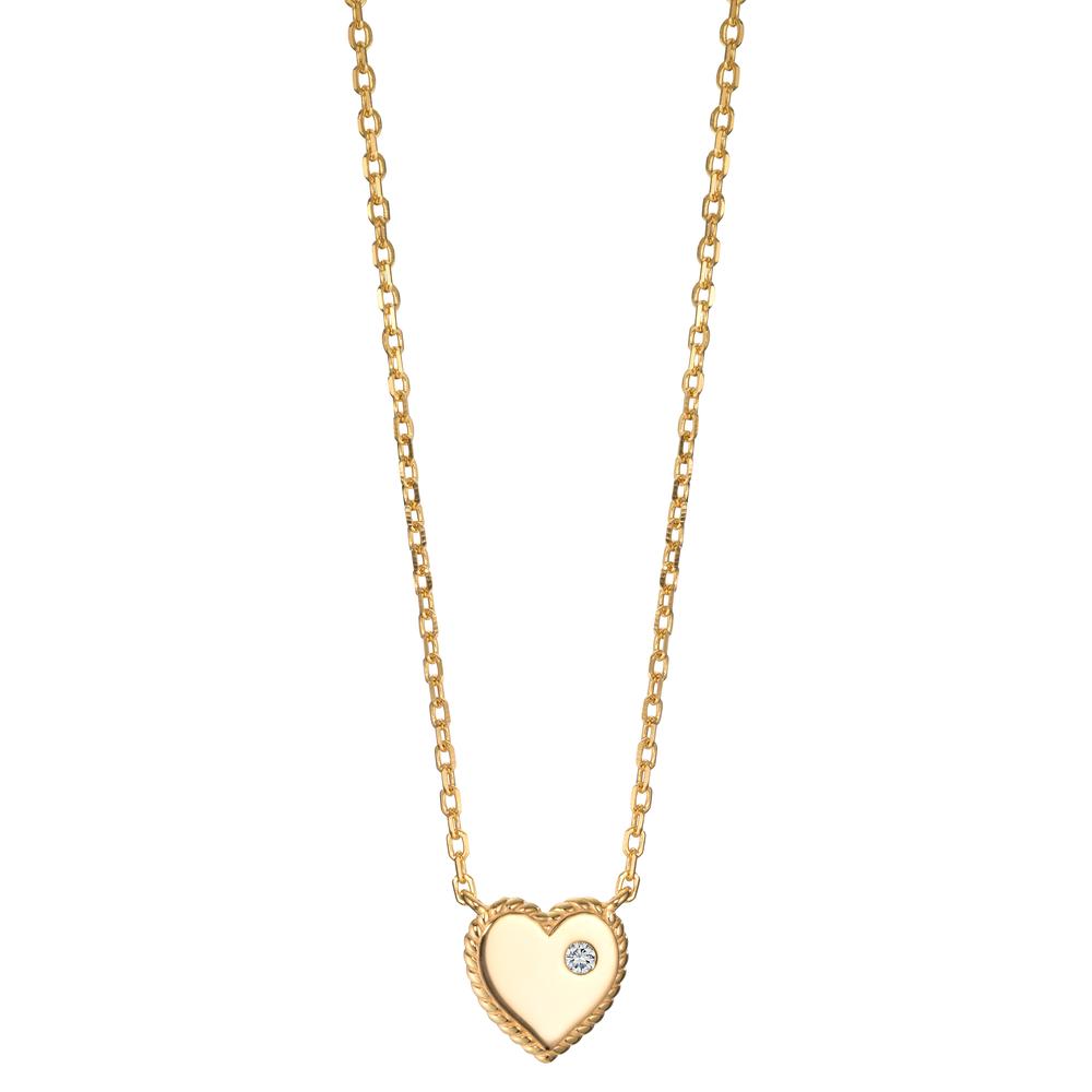 Necklace Silver Zirconia Yellow Gold plated Heart 40-45 cm