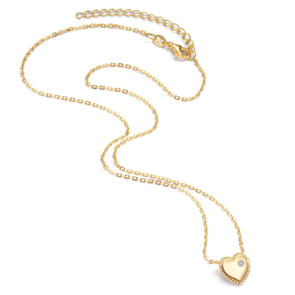 Necklace Silver Zirconia Yellow Gold plated Heart 40-45 cm