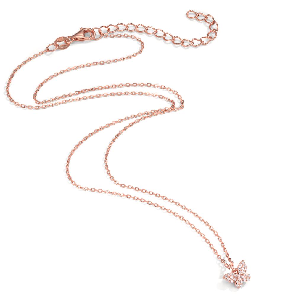 Necklace Silver Zirconia Rose Gold plated Butterfly 40-45 cm Ø7.5 mm