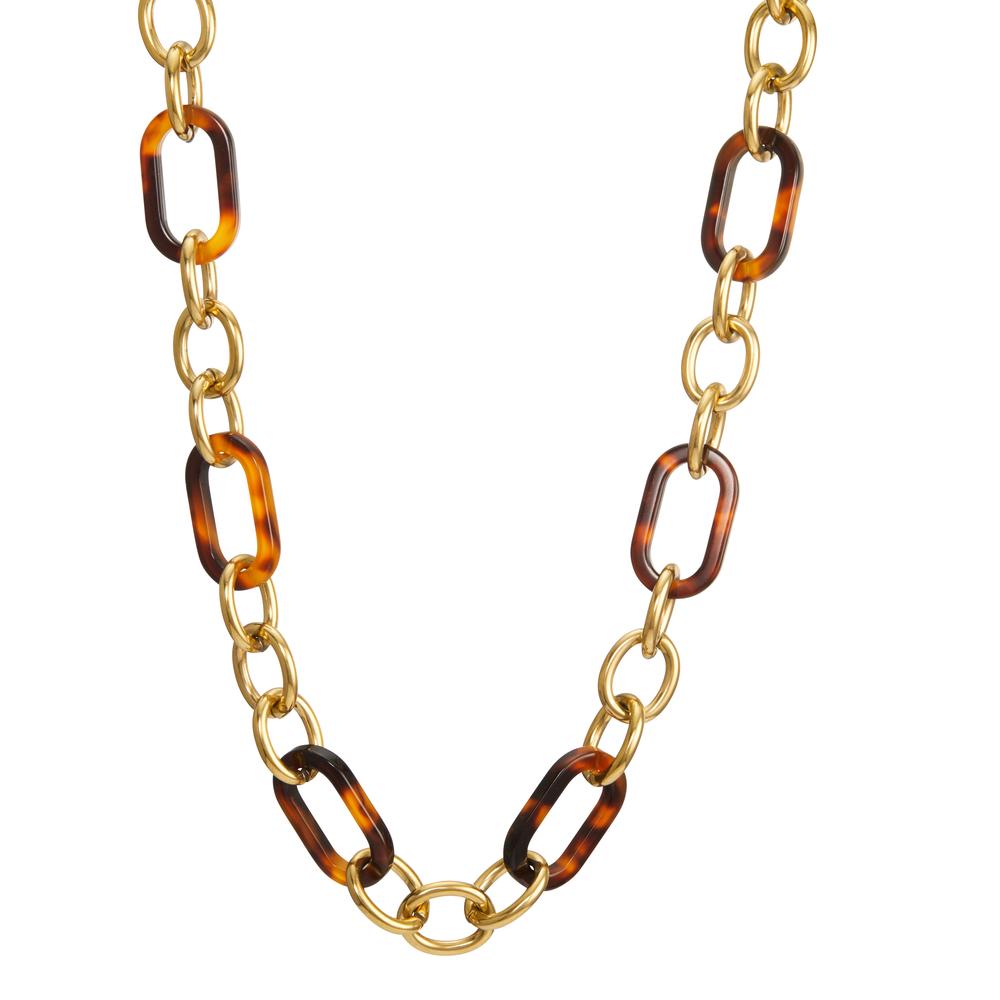 Necklace Stainless steel synthetic tortoiseshell Yellow IP coated 45-48 cm