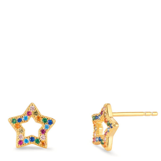 Stud earrings Silver Yellow Gold plated Star Ø8.5 mm