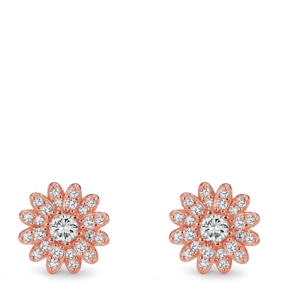 Stud earrings Silver Rose Gold plated Flower Ø9 mm