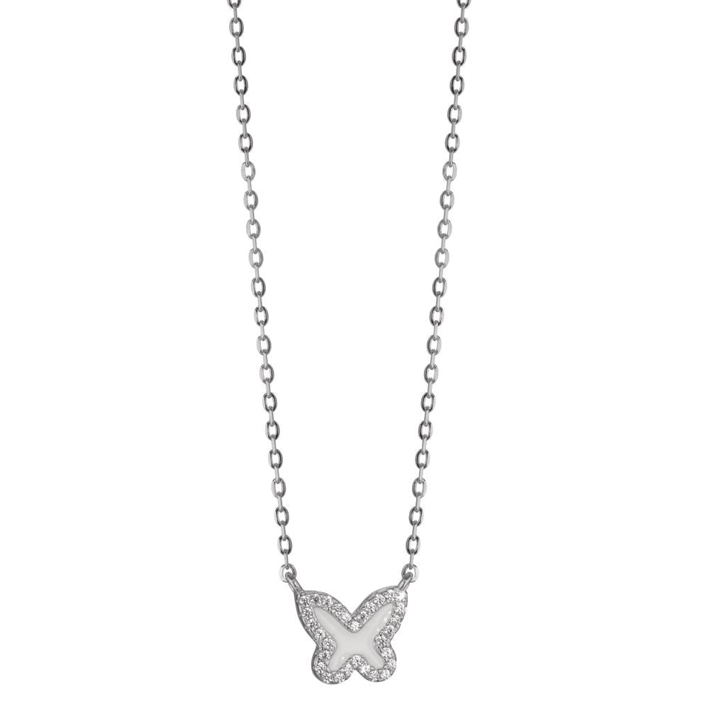 Necklace Silver Zirconia Rhodium plated Butterfly 40-45 cm Ø9 mm