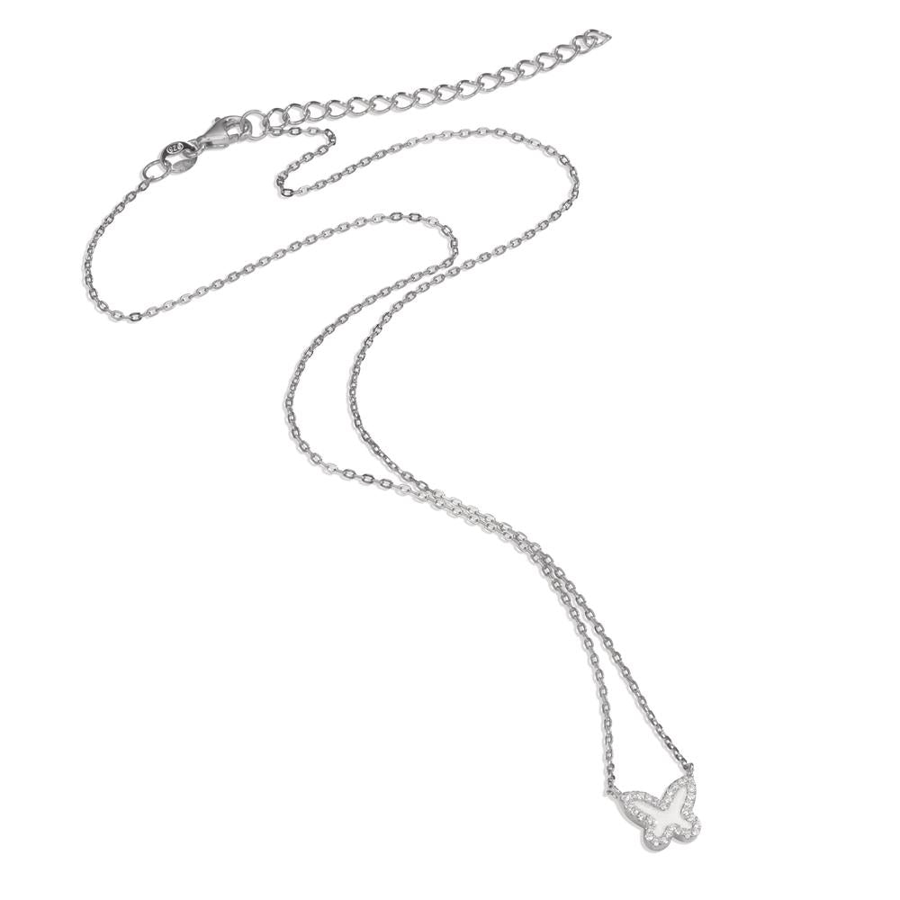 Necklace Silver Zirconia Rhodium plated Butterfly 40-45 cm Ø9 mm