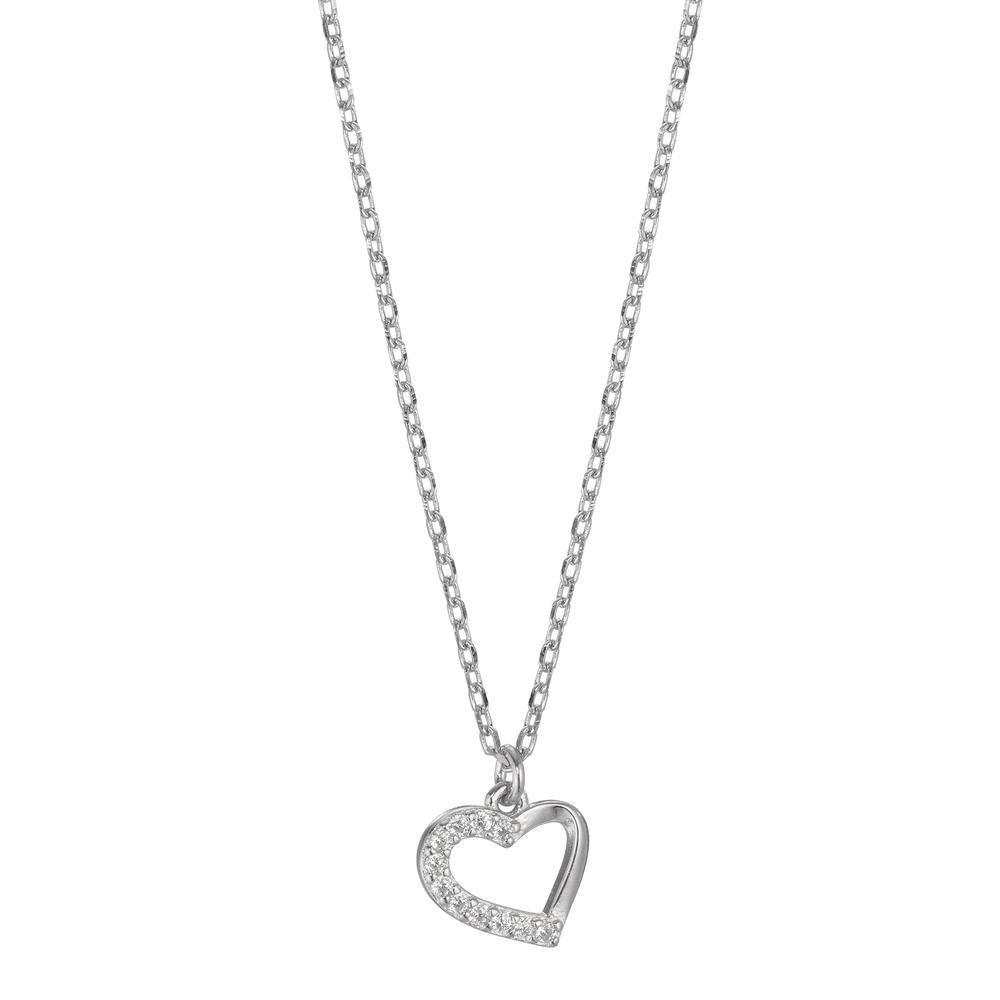 Necklace Silver Zirconia 11 Stones Rhodium plated Heart 40-45 cm Ø8.5 mm