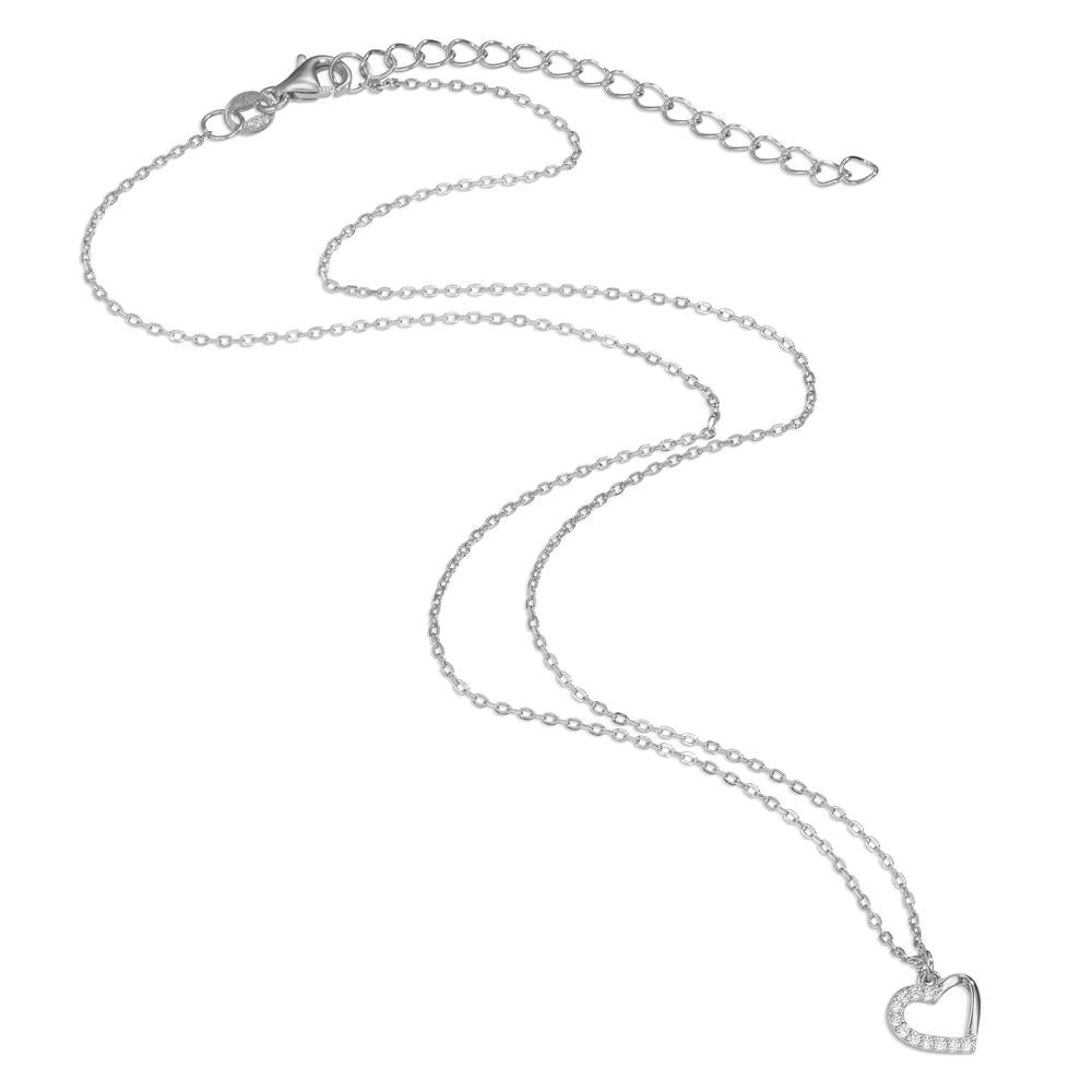 Necklace Silver Zirconia 11 Stones Rhodium plated Heart 40-45 cm Ø8.5 mm