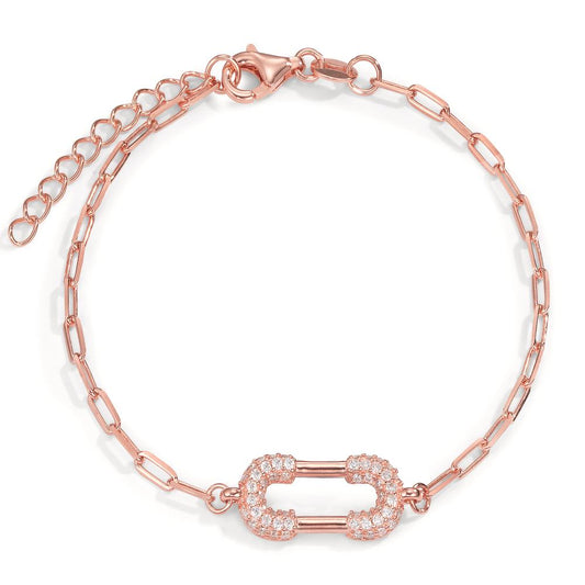 Bracelet Silver Zirconia Rose Gold plated 16-18.5 cm