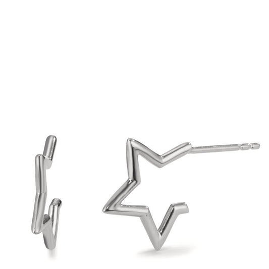 Stud earrings Silver Rhodium plated Star Ø15 mm