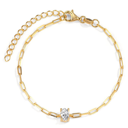 Bracelet Silver Zirconia Yellow Gold plated 15.5-19 cm