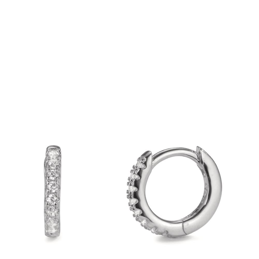 Hinged hoop Silver Zirconia 16 Stones Rhodium plated