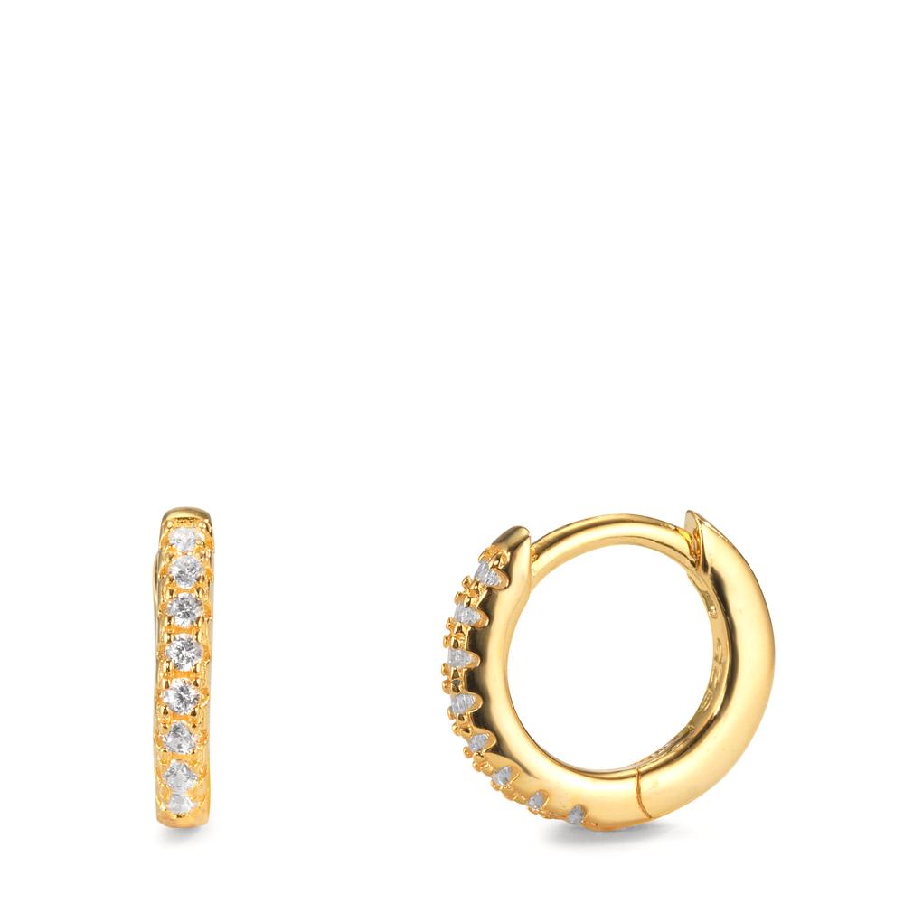 Hinged hoop Silver Zirconia 16 Stones Yellow Gold plated