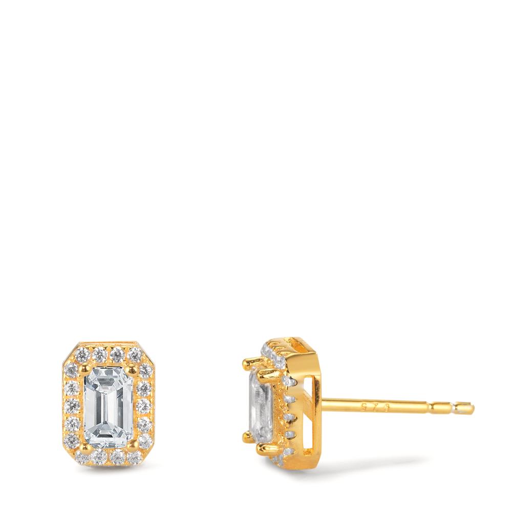 Stud earrings Silver Zirconia Yellow Gold plated