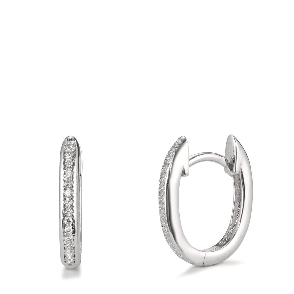 Hinged hoop Silver Zirconia 28 Stones Rhodium plated