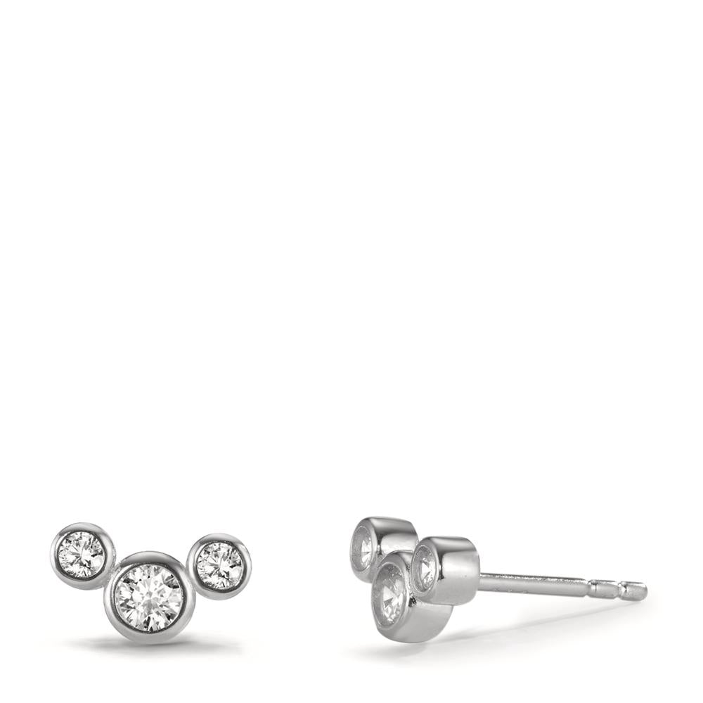 Stud earrings Silver Zirconia 6 Stones Rhodium plated