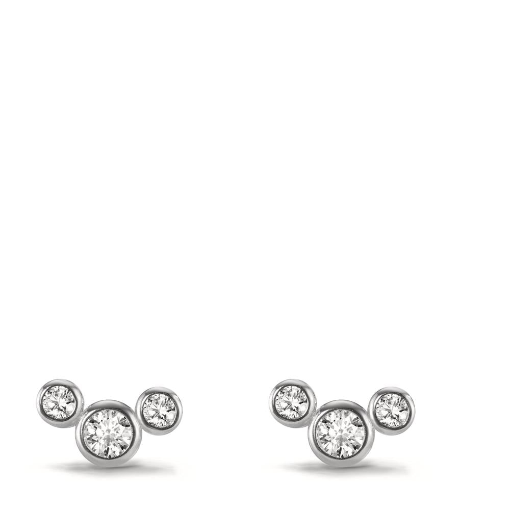 Stud earrings Silver Zirconia 6 Stones Rhodium plated