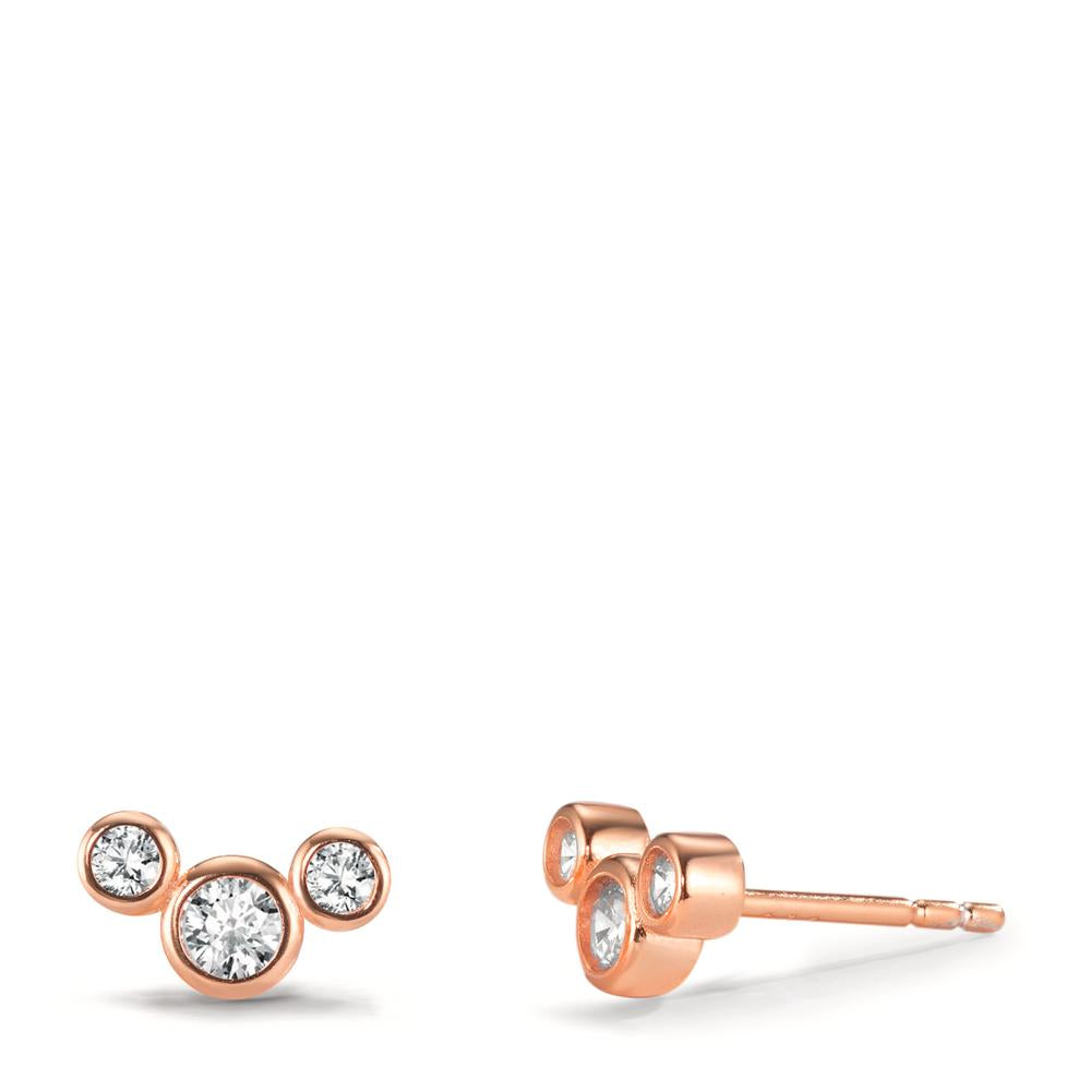 Stud earrings Silver Zirconia 6 Stones Rose Gold plated