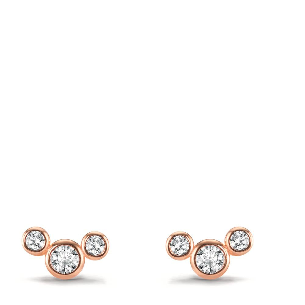 Stud earrings Silver Zirconia 6 Stones Rose Gold plated