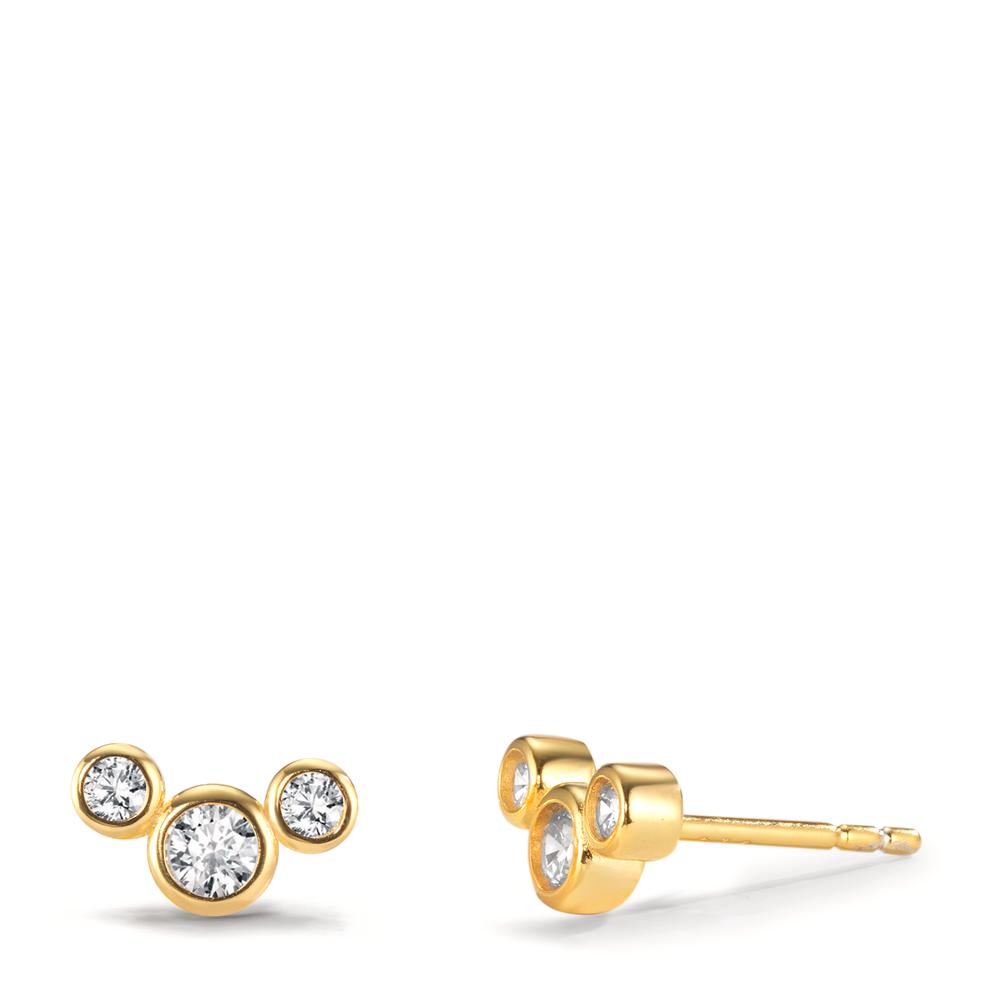 Stud earrings Silver Zirconia 6 Stones Yellow Gold plated