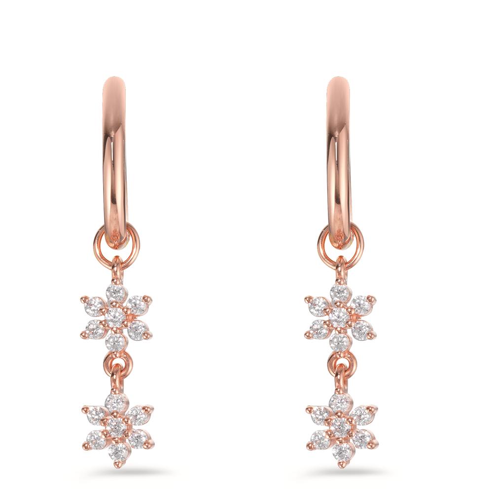 Hinged hoop Silver Zirconia Rose Gold plated Flower