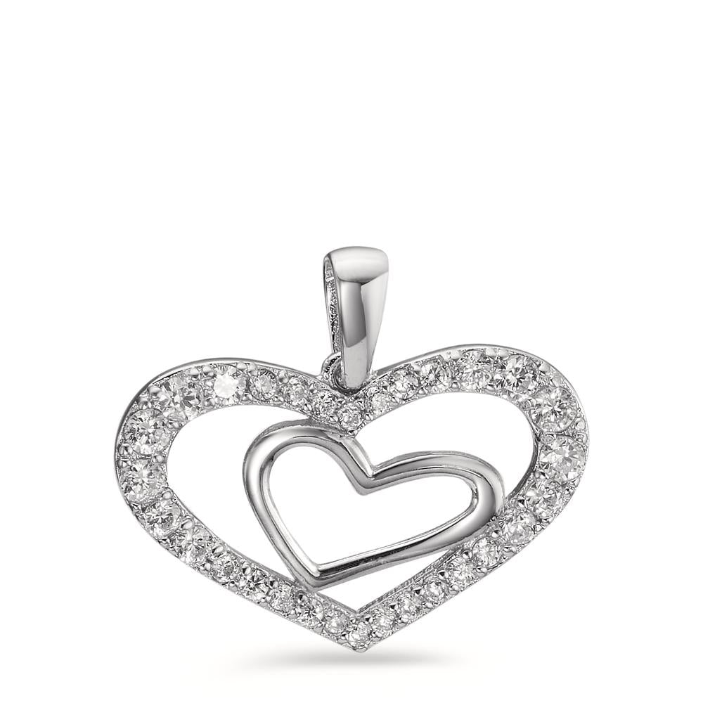 Pendant Silver Zirconia Rhodium plated Heart