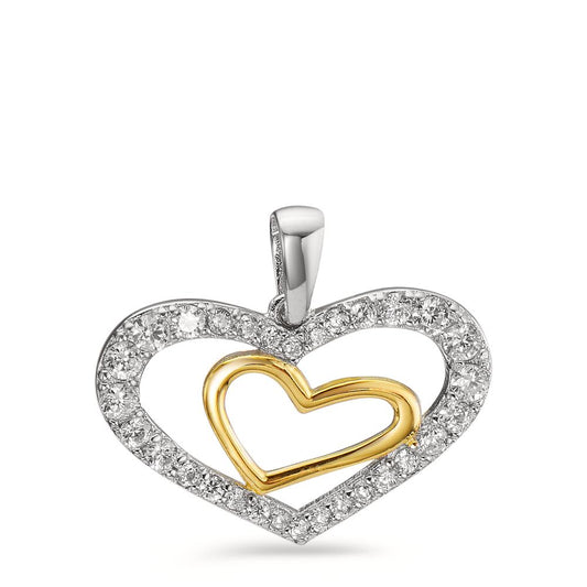 Pendant Silver Zirconia Yellow Rhodium plated Heart