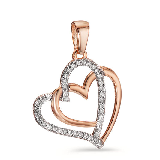 Pendant Silver Zirconia Rose Gold plated Heart