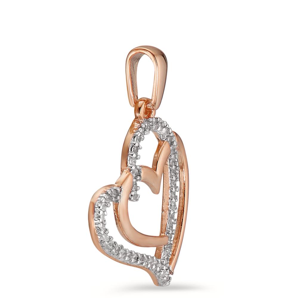 Pendant Silver Zirconia Rose Gold plated Heart