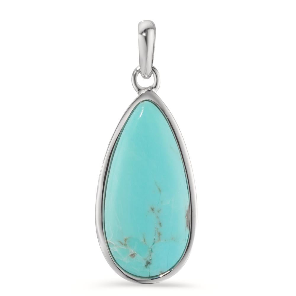 Pendant Silver Turquoise Rhodium plated