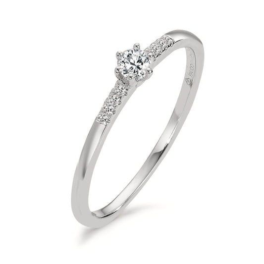 Solitaire ring 14k White Gold Diamond 0.08 ct, 9 Stones, w-si