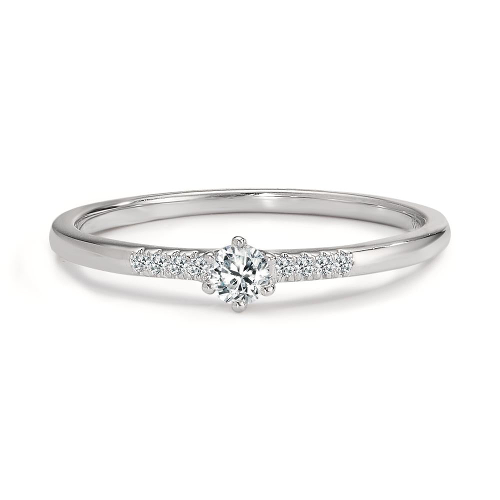 Solitaire ring 14k White Gold Diamond 0.08 ct, 9 Stones, w-si