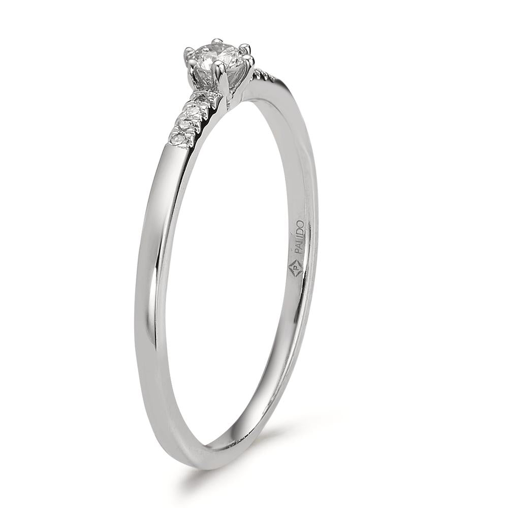 Solitaire ring 14k White Gold Diamond 0.08 ct, 9 Stones, w-si