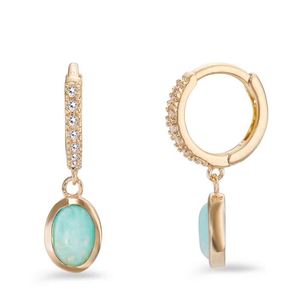 Hinged hoop Bronze Amazonite Turquoise, 14 Stones Gold plated