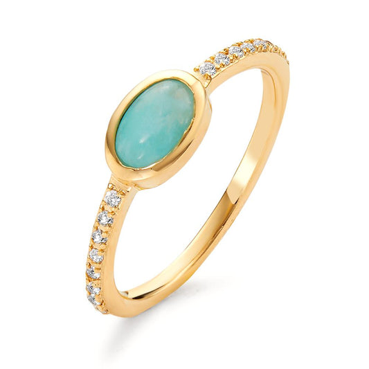 Ring Bronze Amazonite Turquoise, 17 Stones Gold plated