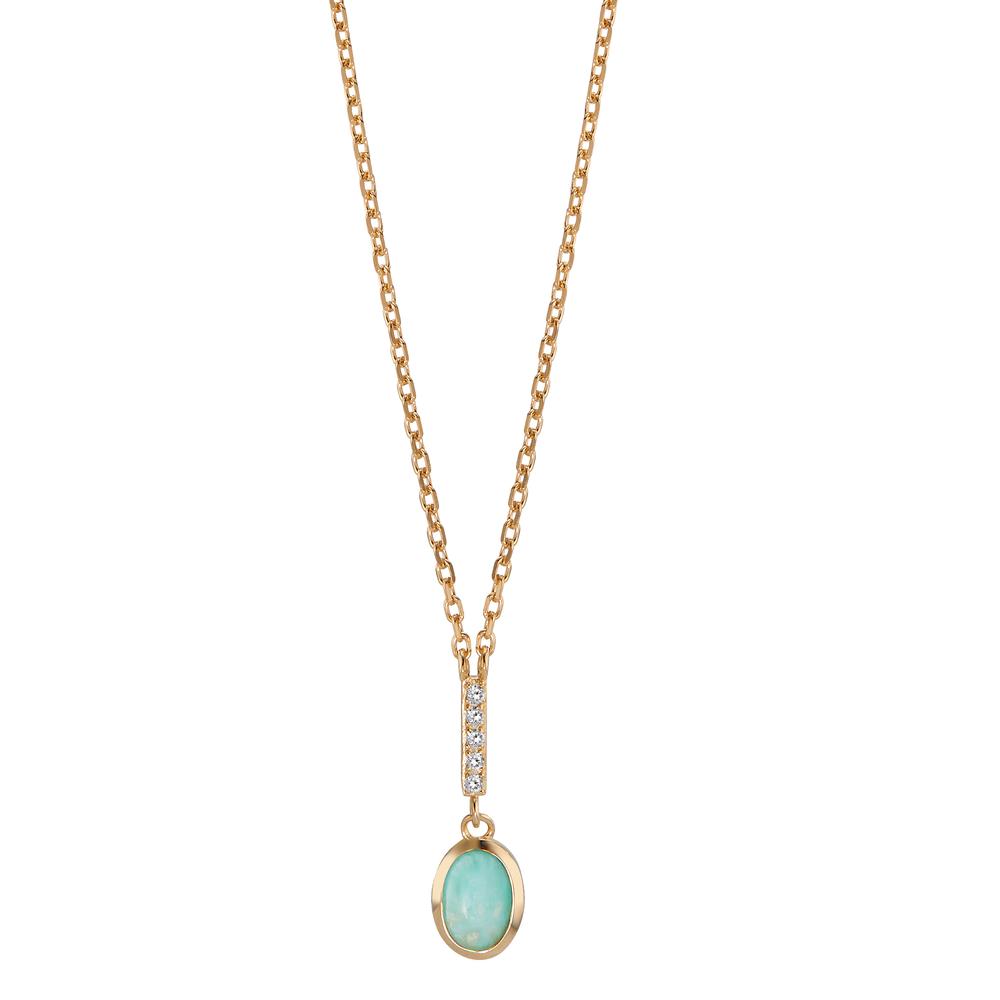 Necklace Bronze Amazonite Turquoise, 6 Stones Gold plated 40-45 cm