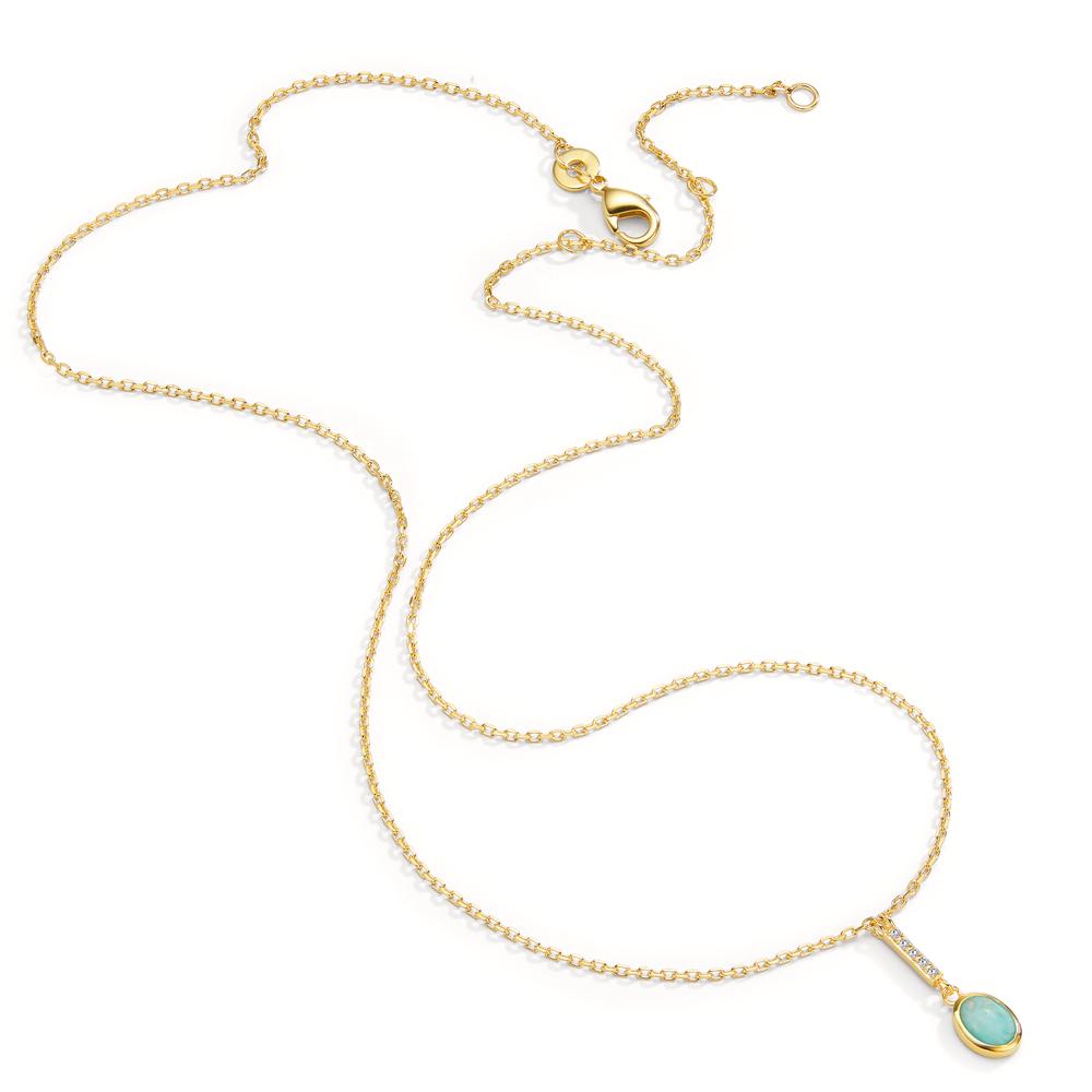 Necklace Bronze Amazonite Turquoise, 6 Stones Gold plated 40-45 cm