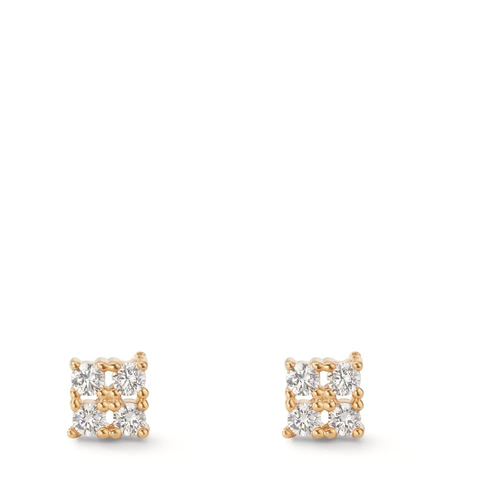 Stud earrings Bronze Zirconia 8 Stones Gold plated Ø4.5 mm