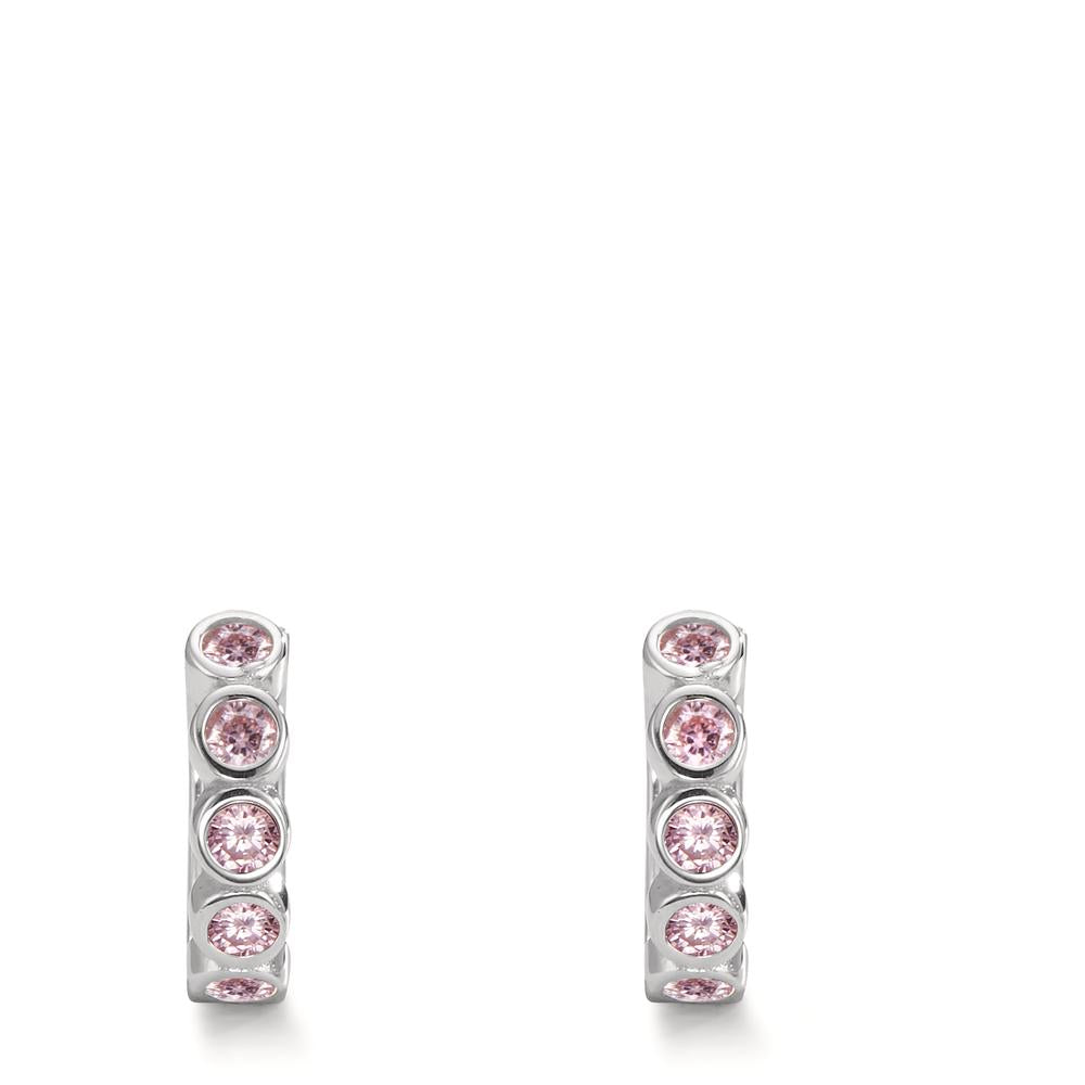 Hinged hoop Silver Zirconia Rose, 10 Stones Rhodium plated